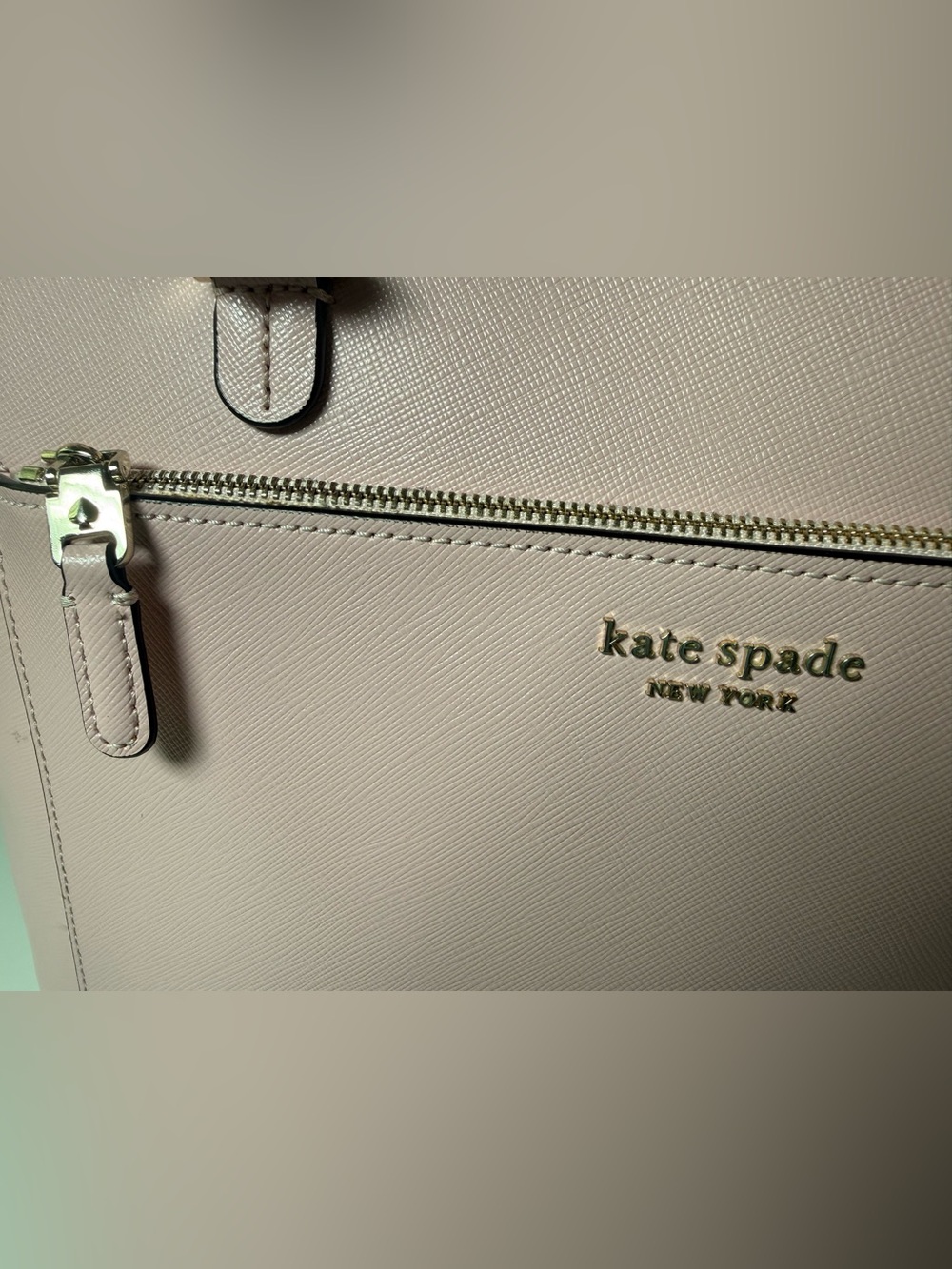 kate spade Pink Saffiano Leather Tote with Front Zip Pocket - Picture 7 of 15